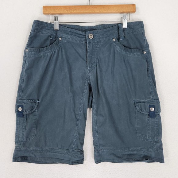 Kuhl Pants - Kuhl Shorts Womens 12 Blue Cargo Bermuda UPF 50 Splash 11" Hiking Outdoor Casual